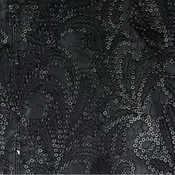 Blank NYC Vegan Leather Black Sequined Mini Skirt Size S - Picture 5 of 10